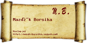 Mazák Borsika névjegykártya